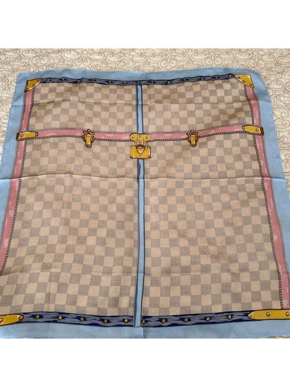 Elegant silk-like square scarf timeless classic pattern 27.5 x 27.5 inches